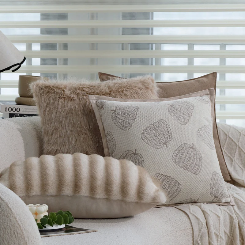 Square cushion cover with fine herringbone pattern and piping Stornfield