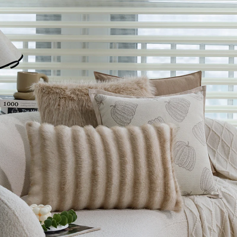 Square cushion cover with fine herringbone pattern and piping Stornfield