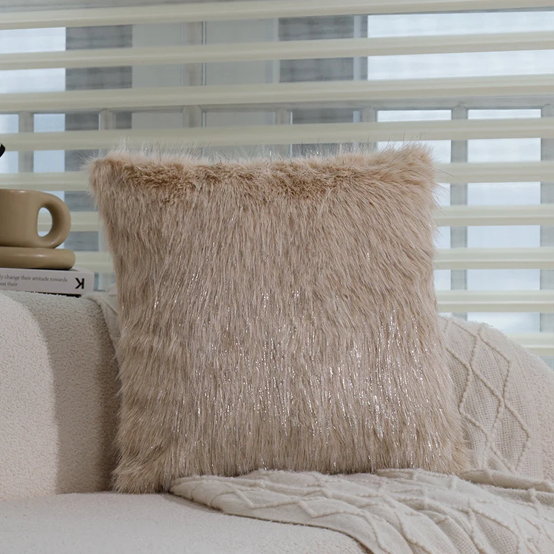 Square cushion cover with fine herringbone pattern and piping Stornfield