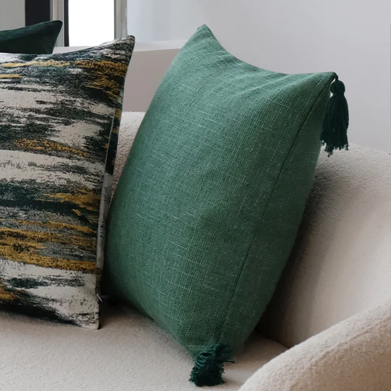 Square cushion cover with abstract jacquard watercolor pattern and concealed zipper Stornfield