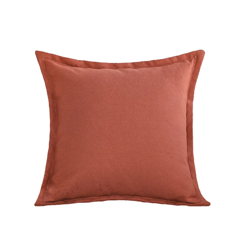 Square cushion cover in canvas look with surrounding standing seam and concealed zipper Stornfield