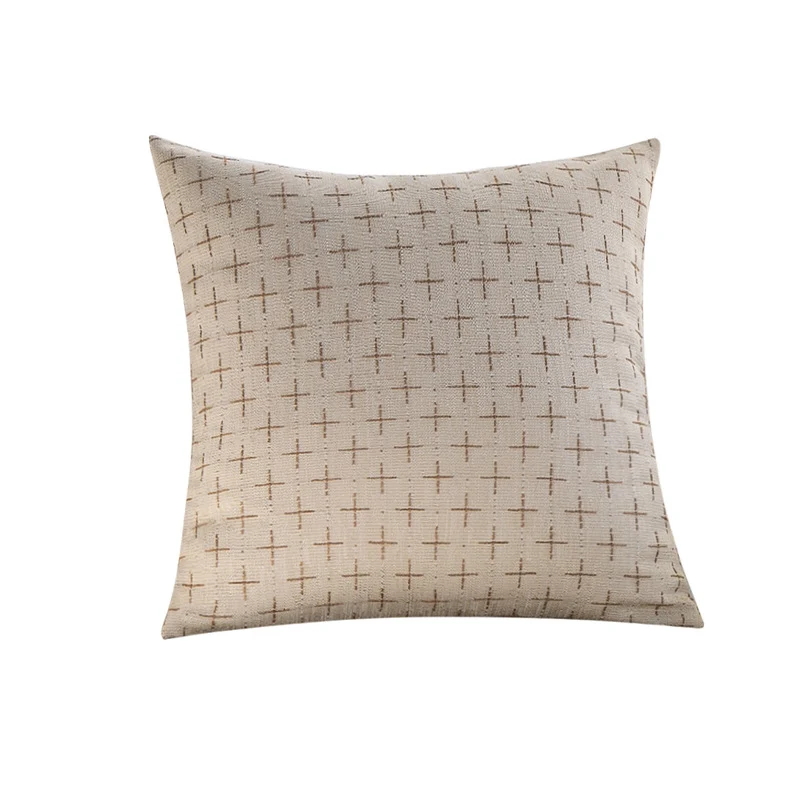 Square cushion cover in Scandinavian minimal style with woven cross pattern and natural linen look Stornfield