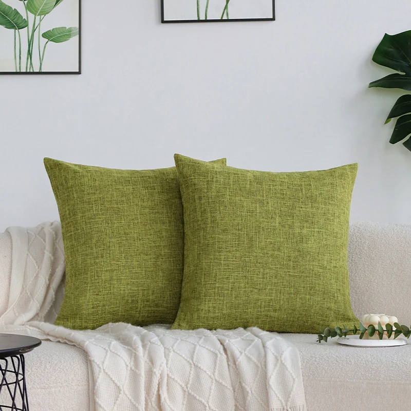 Square cushion cover in modern textured fabric with a soft linen feel and concealed zipper Stornfield