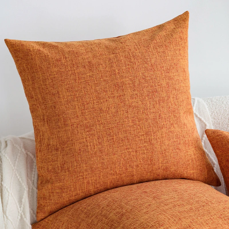 Square cushion cover in modern textured fabric with a soft linen feel and concealed zipper Stornfield