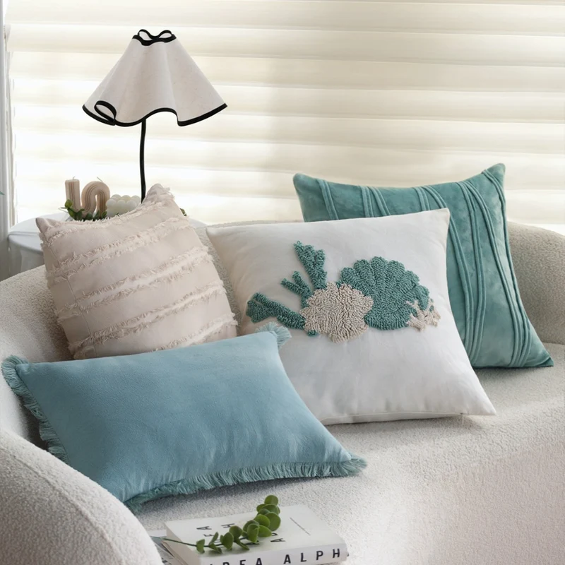 Square cushion cover in boho look with flat fringe runs and linen appearance, concealed zipper Stornfield