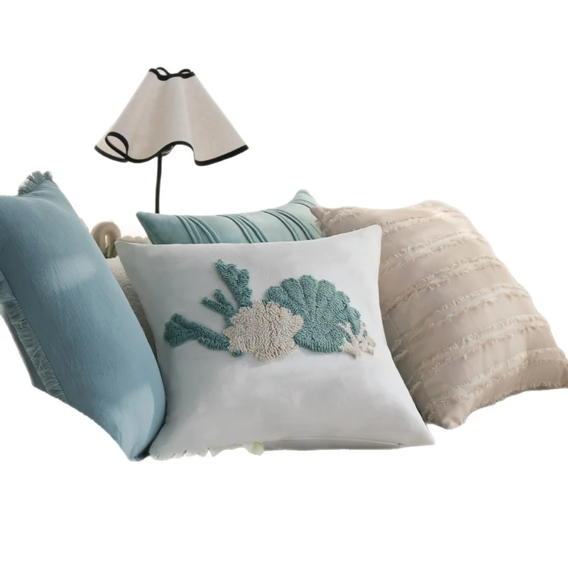 Square cushion cover in boho look with flat fringe runs and linen appearance, concealed zipper Stornfield