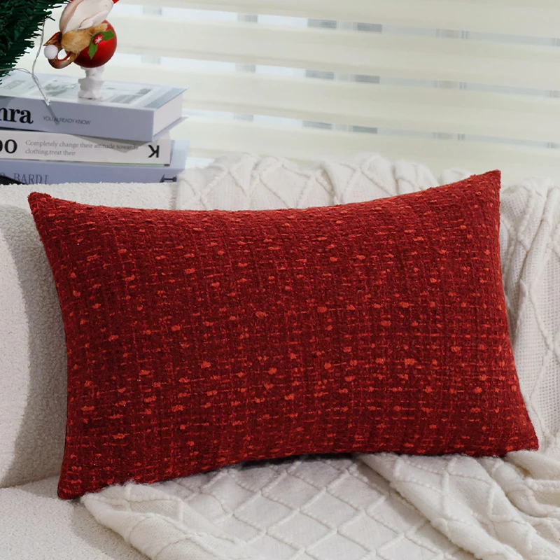 Square cushion cover Stornfield made of textured tweed bouclé with woven check pattern