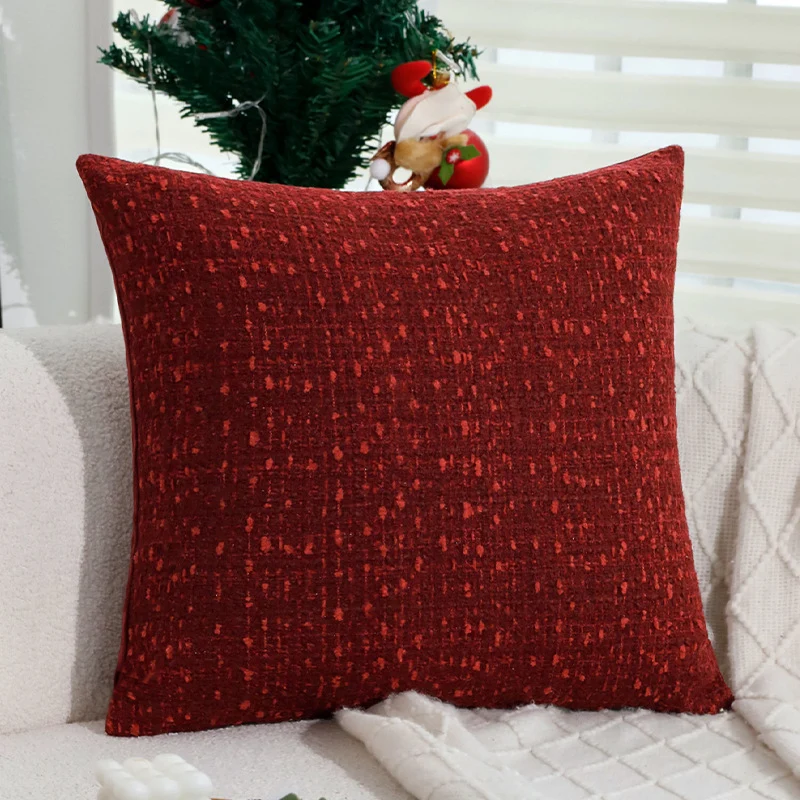 Square cushion cover Stornfield made of textured tweed bouclé with woven check pattern