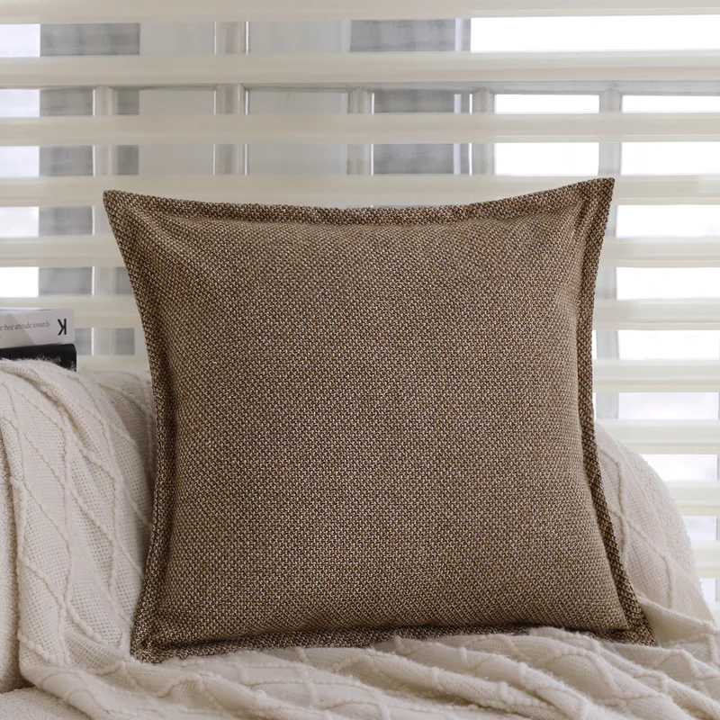 Square cushion cover Stornfield made of mottled tweed-boucle weaving with fine piping edge