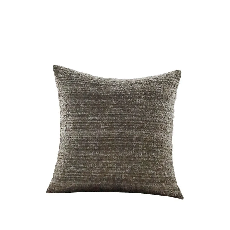 Square cushion cover made of soft chenille bouclé with ribbed texture Stornfield