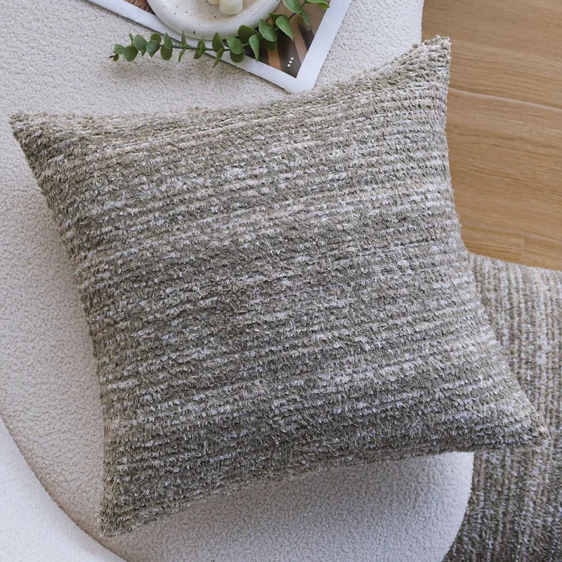 Square cushion cover made of soft chenille bouclé with ribbed texture Stornfield