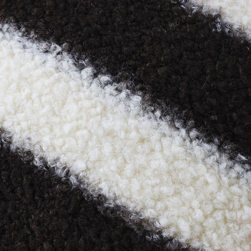 Square cushion cover made of teddy bouclé with relief stripes and soft pile Stornfield