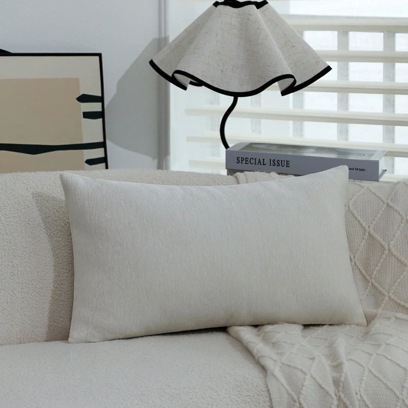 Square cushion cover made of soft chenille velvet with a mottled structure Stornfield