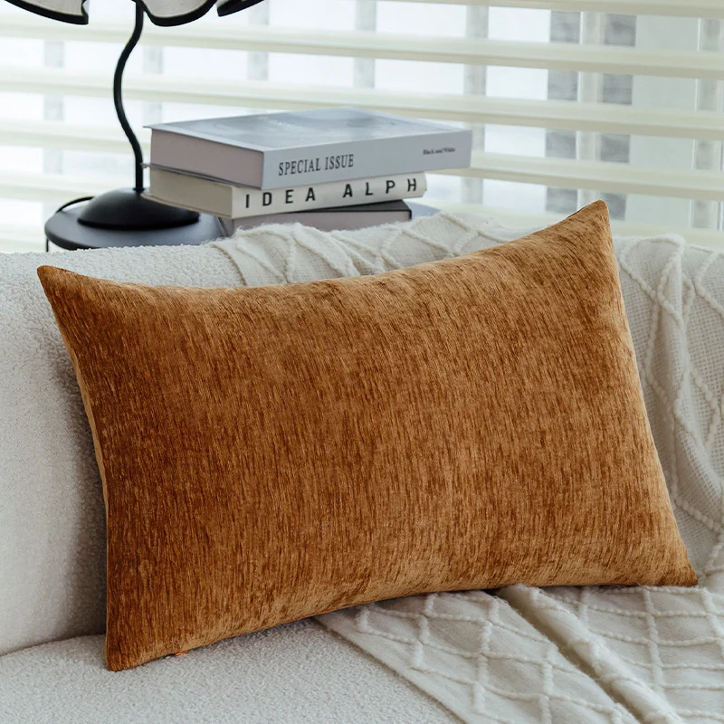 Square cushion cover made of soft chenille velvet with a mottled structure Stornfield