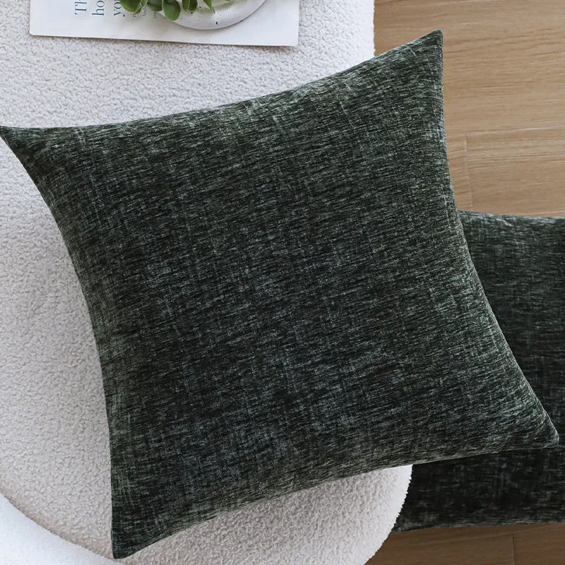 Square cushion cover made of soft chenille velvet with a mottled structure Stornfield