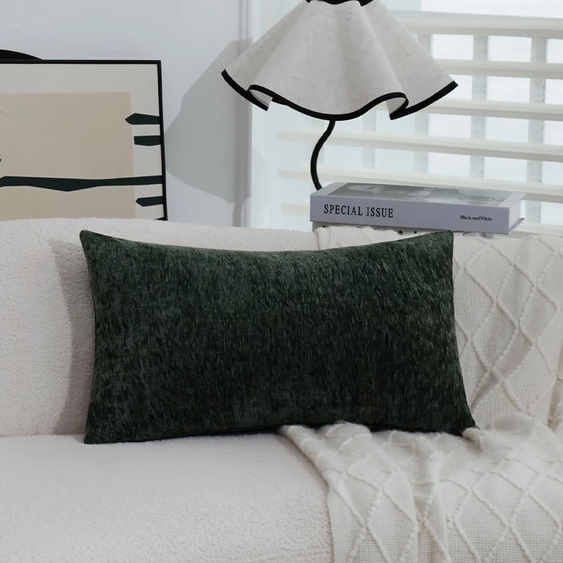 Square cushion cover made of soft chenille velvet with a mottled structure Stornfield