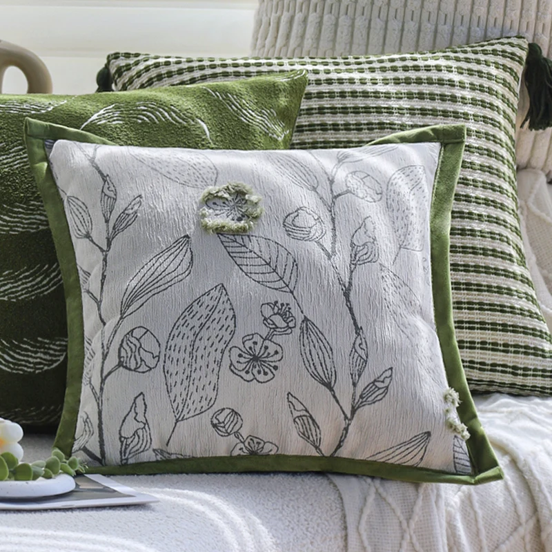 Square cushion cover made of microvelours with subtle wave structure Stornfield