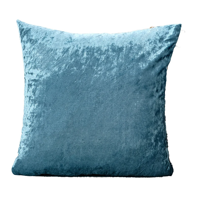 Square cushion cover made of crushed velvet with a soft texture and concealed zipper Stornfield