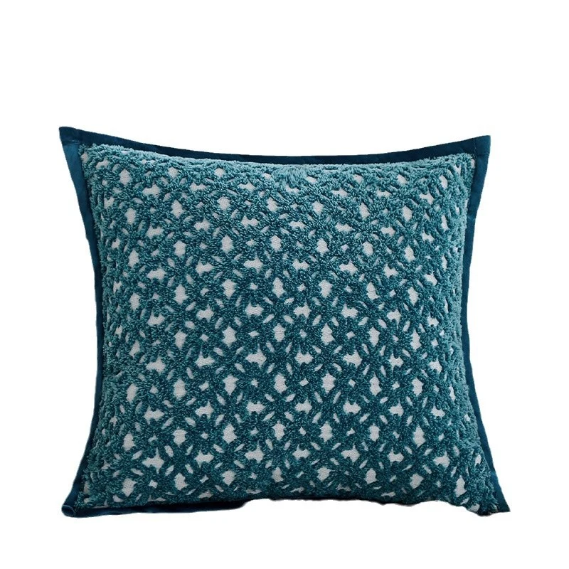 Square sofa cushion cover made of textured plush with fine piping Stornfield