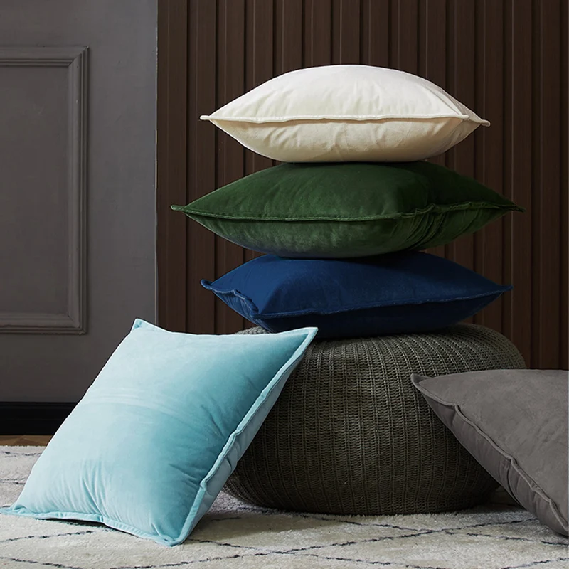 Square Velvet Decorative Cushion Cover with Piping Edge Stornfield