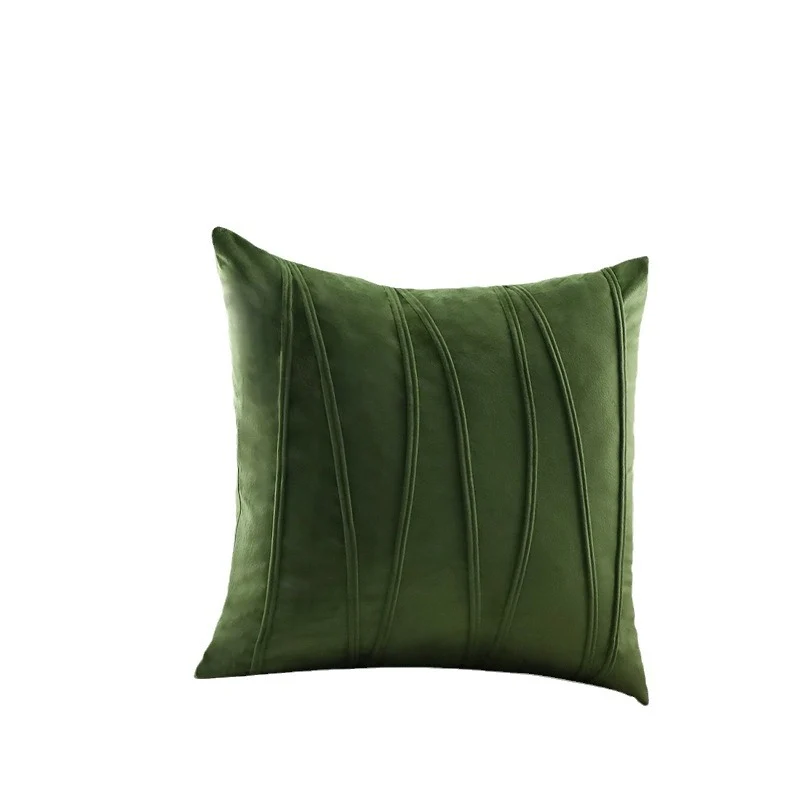 Square velvet decorative pillow cover with decorative curved seams Stornfield