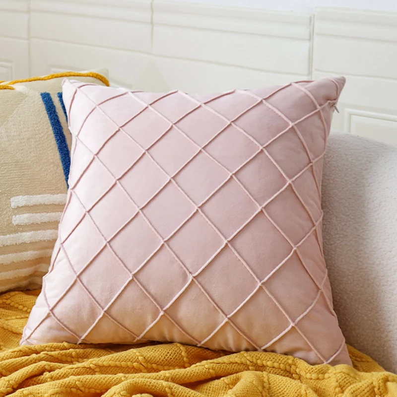Square velvet cushion cover with quilted diamond texture Stornfield