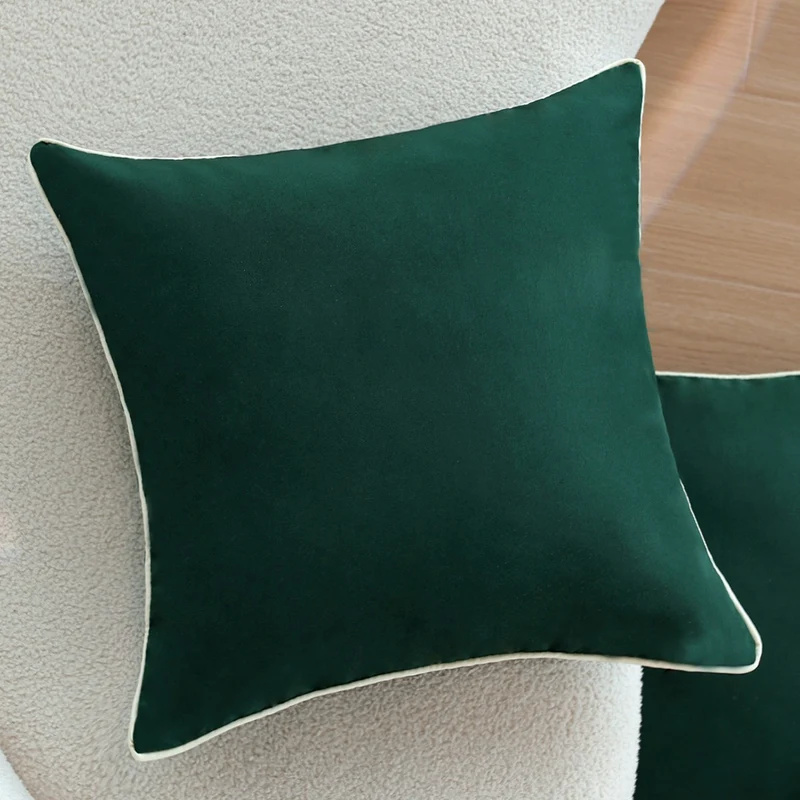 Square velvet cushion cover with fine piping and soft microvelours finish Stornfield