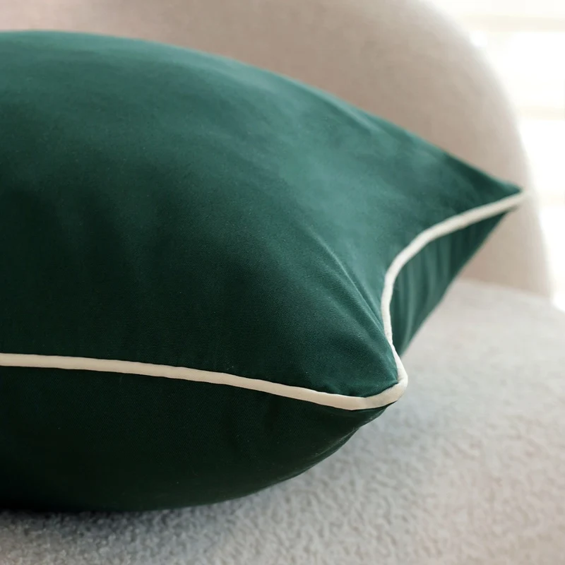 Square velvet cushion cover with fine piping and soft microvelours finish Stornfield