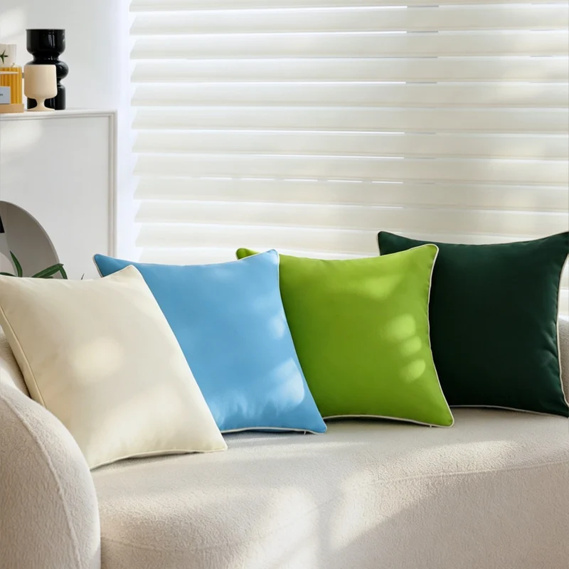 Square velvet cushion cover with fine piping and microvelvet finish Stornfield