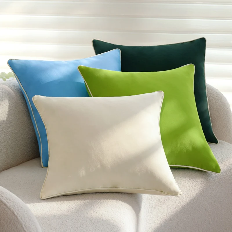 Square velvet cushion cover with fine piping and microvelvet finish Stornfield