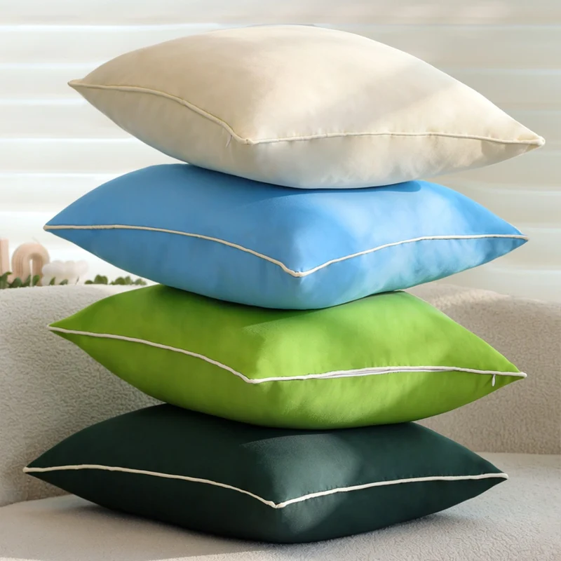 Square velvet cushion cover with fine piping and microvelvet finish Stornfield