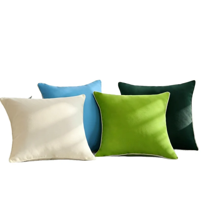 Square velvet cushion cover with fine piping and microvelvet finish Stornfield