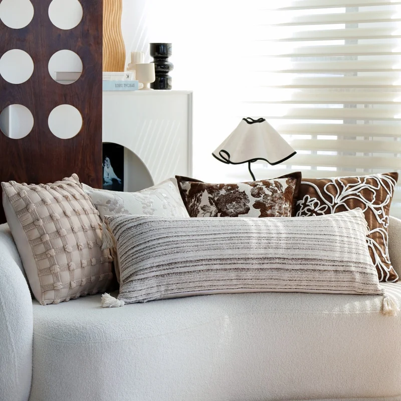 Square velvet cushion cover with raised chenille flower application and concealed zipper Stornfield