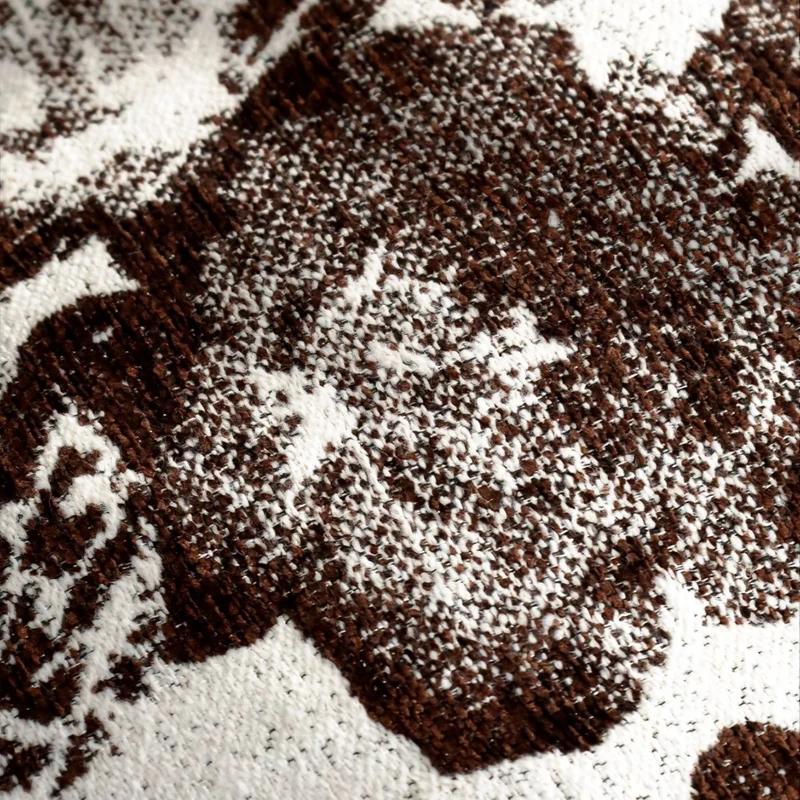 Square velvet cushion cover with raised chenille flower application and concealed zipper Stornfield
