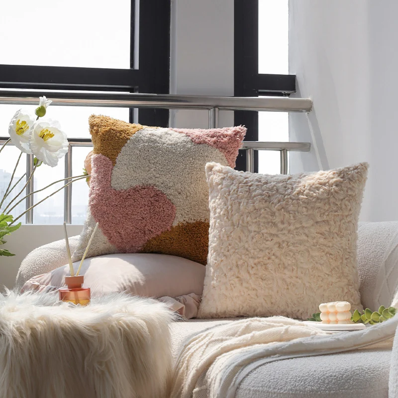 Square velvet cushion cover with decorative ruffle edge and soft-touch surface Stornfield