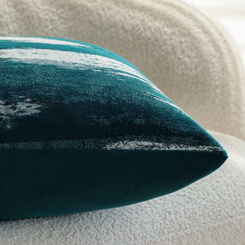 Square velvet cushion cover with abstract brush texture and concealed zipper Stornfield