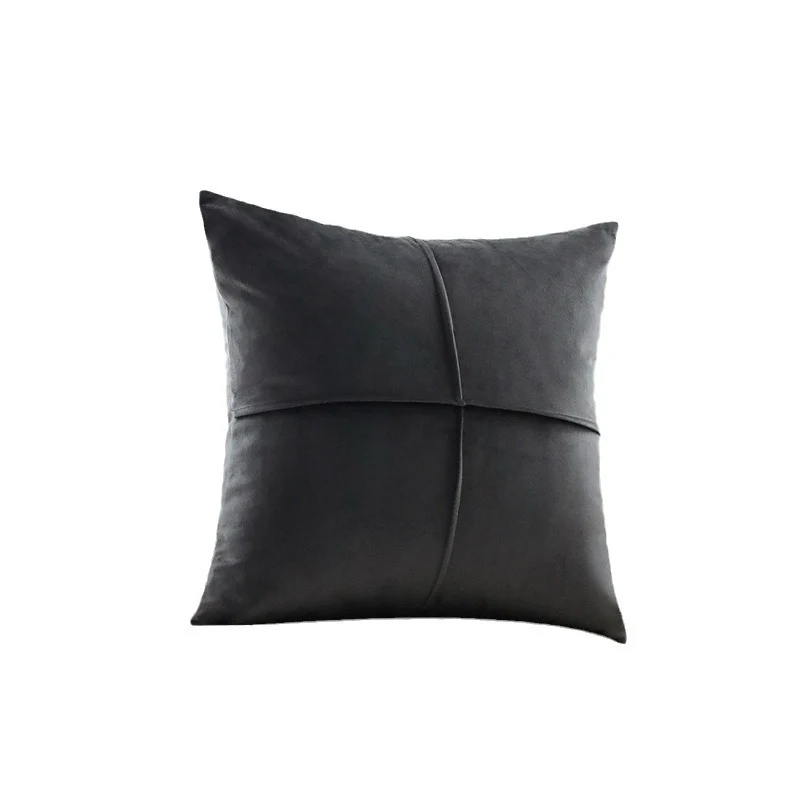 Square velvet decorative cushion cover with elegant cross stitching Stornfield