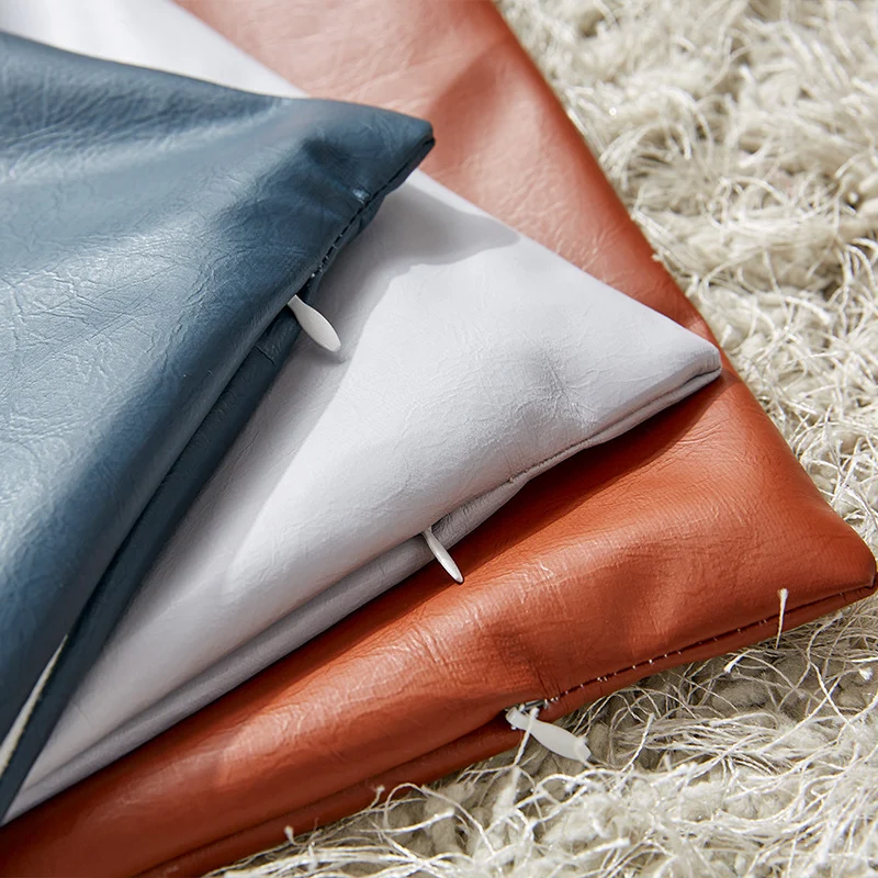 Square premium cushion cover made of vegan Nappa leather with soft-touch surface Stornfield
