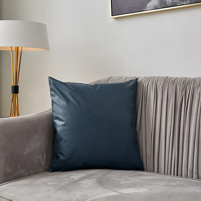 Square premium cushion cover made of vegan Nappa leather with soft-touch surface Stornfield