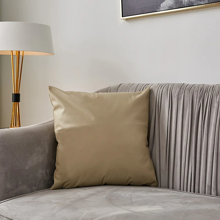 Square premium cushion cover made of vegan Nappa leather with soft-touch surface Stornfield