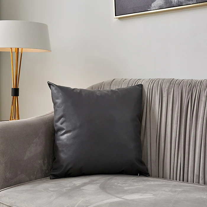 Square premium cushion cover made of vegan Nappa leather with soft-touch surface Stornfield