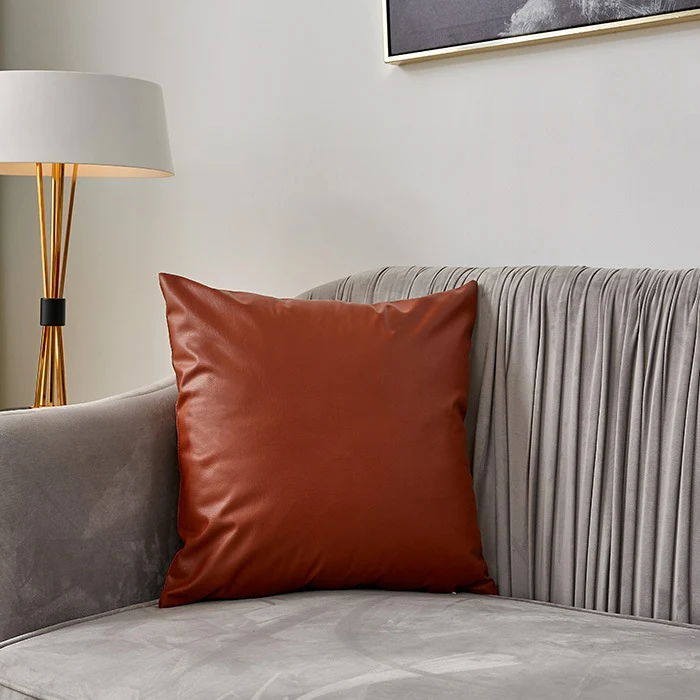 Square premium cushion cover made of vegan Nappa leather with soft-touch surface Stornfield