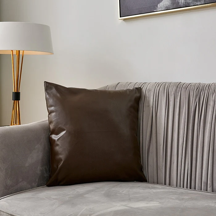 Square premium cushion cover made of vegan Nappa leather with soft-touch surface Stornfield