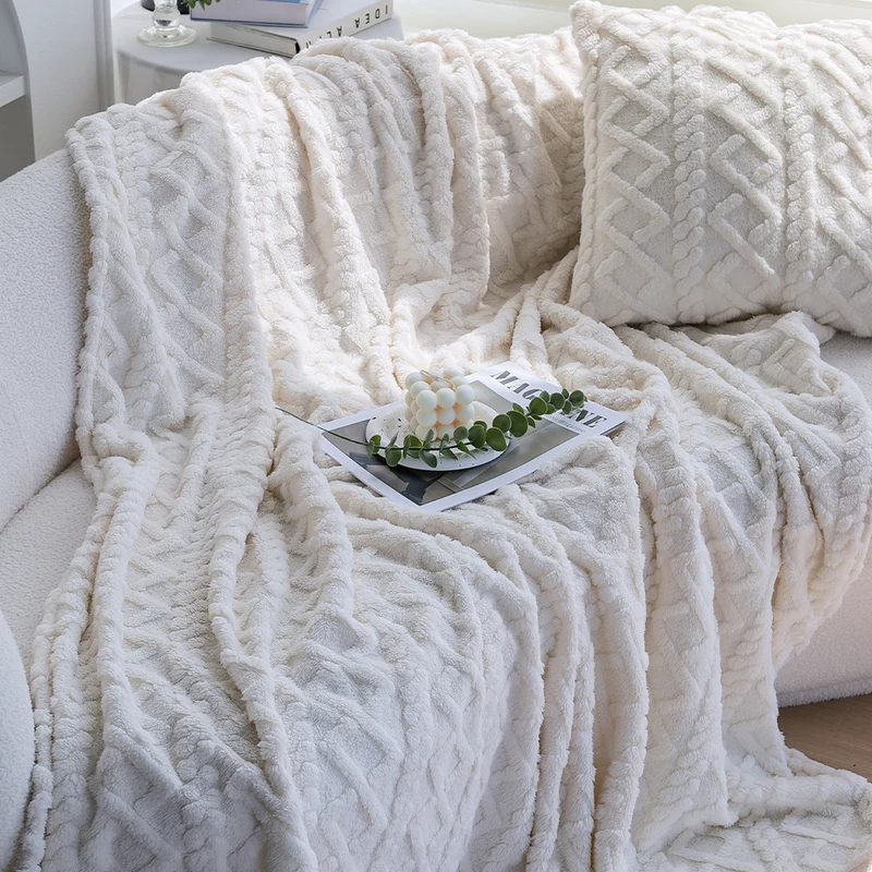 Square plush cushion cover with Scandi braid pattern and extra soft Sherpa quality Stornfield