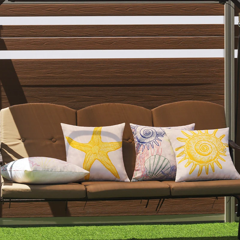 Square outdoor cushion cover with large starfish design made of water-repellent polyester Stornfield