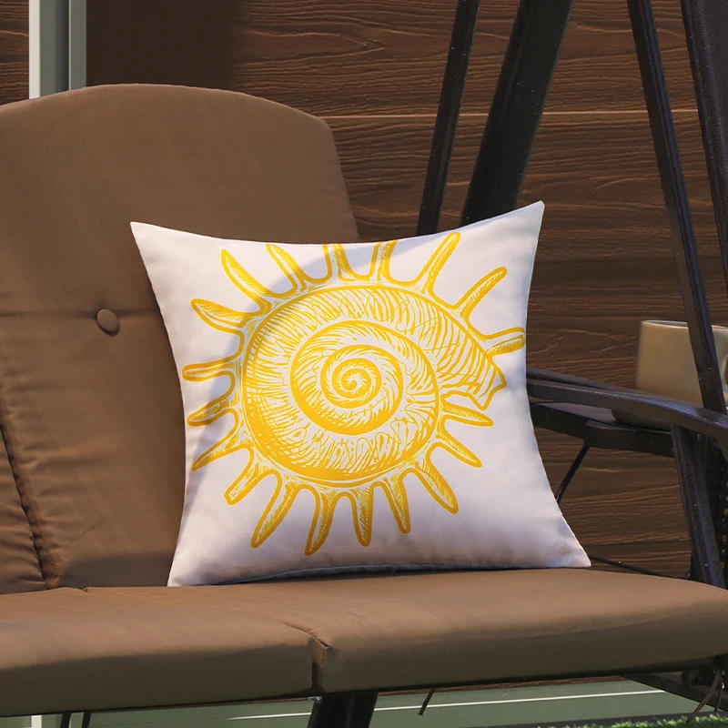 Square outdoor cushion cover with large starfish design made of water-repellent polyester Stornfield