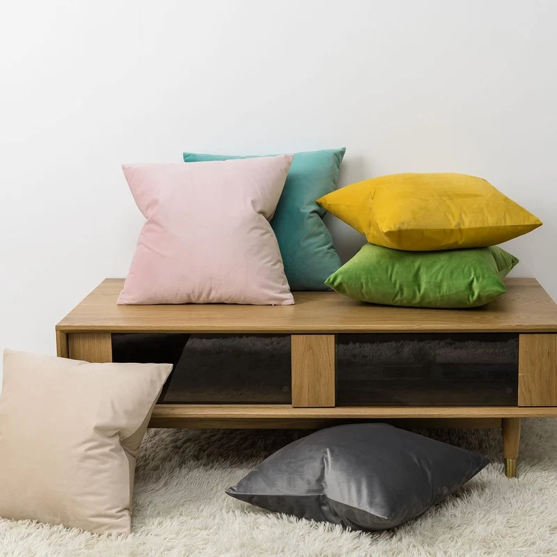 Square microfiber velvet cushion cover with extra soft velour surface and concealed zipper Stornfield