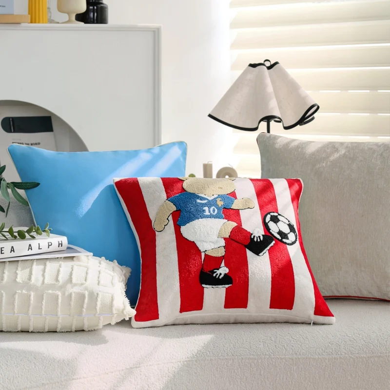 Square micro velvet cushion cover with fine linen look, contrasting piping, and concealed zipper Stornfield