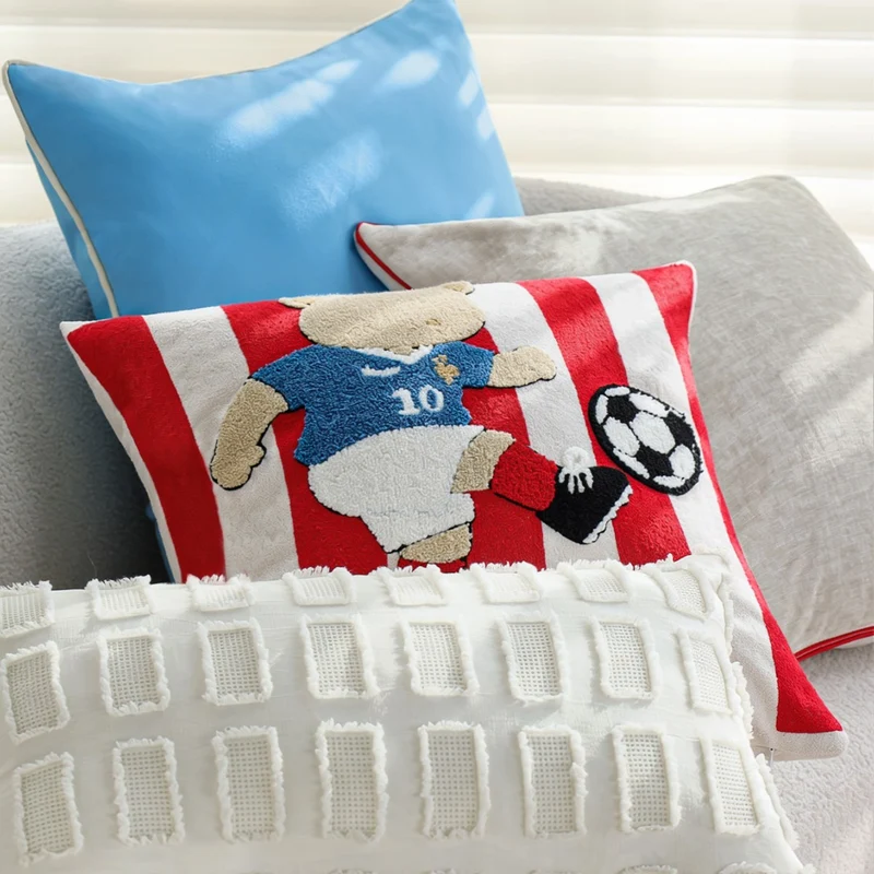 Square micro velvet cushion cover with fine linen look, contrasting piping, and concealed zipper Stornfield