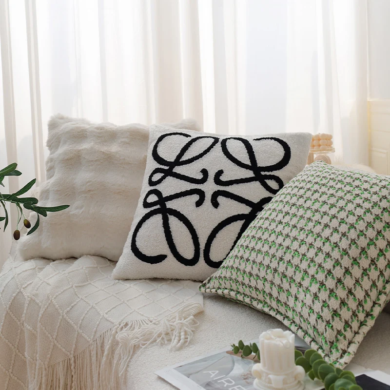 Square luxury faux fur pillow cover with ribbed wave fleece and velvety soft finish Stornfield
